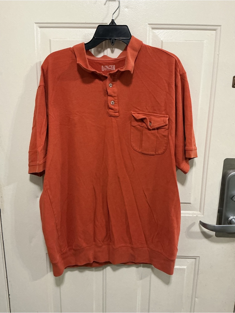Duluth Trading Co Men's Short-Sleeve Polo in Rust Orange